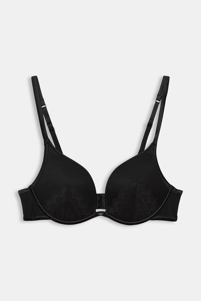 Recycled: push-up bra with lace, BLACK, detail image number 4