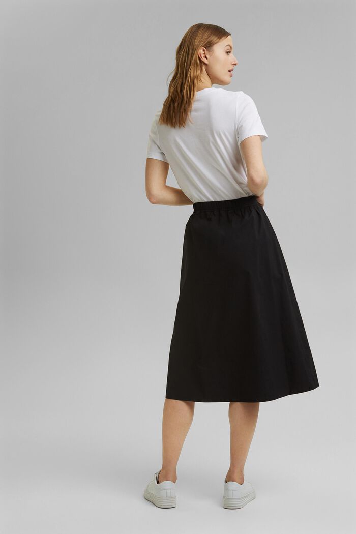 Cotton poplin midi skirt, BLACK, detail image number 3