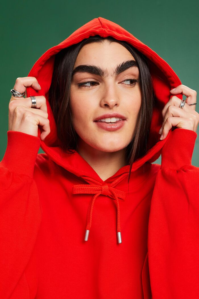 Hooded Oversized Sweat Dress, RED, detail image number 4