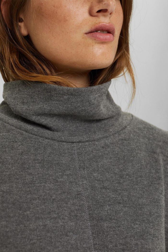 Sweatshirt fabric made of blended organic cotton, GUNMETAL, detail image number 2