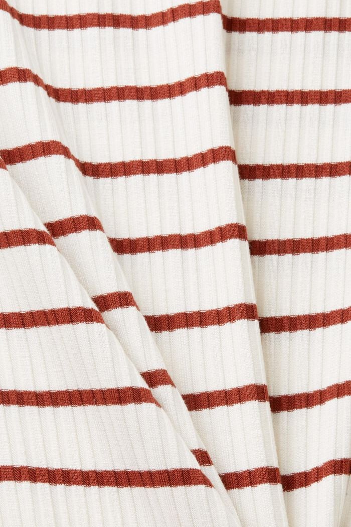 Striped rib knit T-shirt, RUST BROWN, detail image number 5
