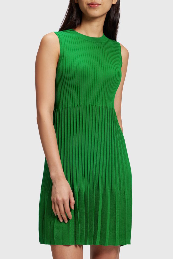Pretty Pleats Sleeveless Dress, GREEN, detail image number 0