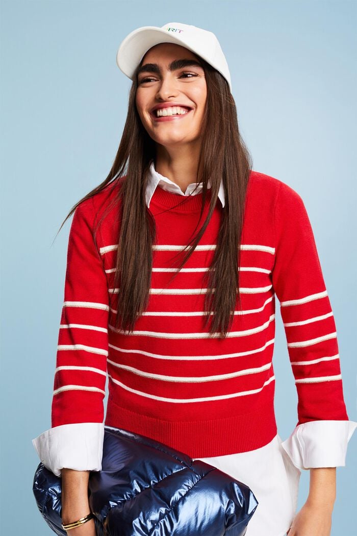 Striped knitted jumper with cashmere, RED, detail image number 4