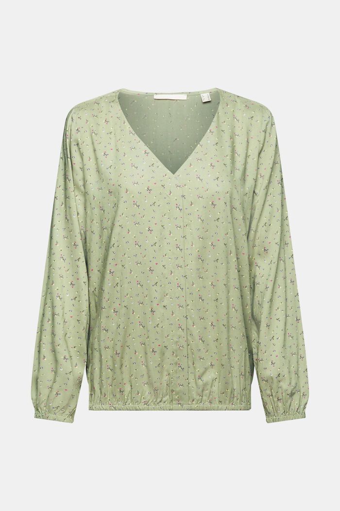 Patterned blouse, LENZING™ ECOVERO™, LIGHT KHAKI, detail image number 5