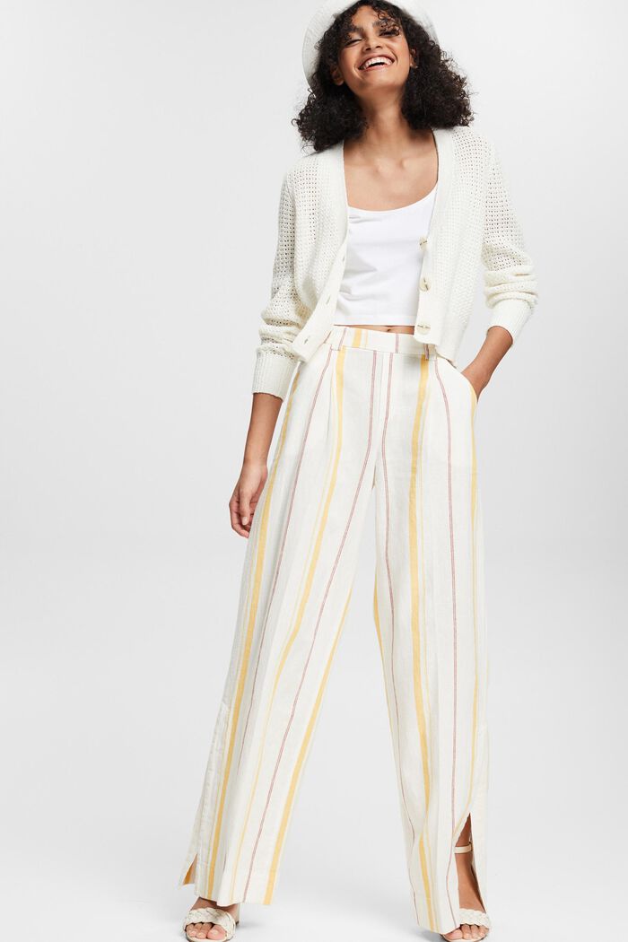 Made of blended linen: trousers with stripes