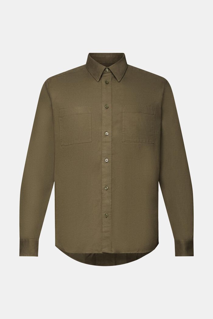 Cotton Flannel Shirt, KHAKI GREEN, detail image number 6