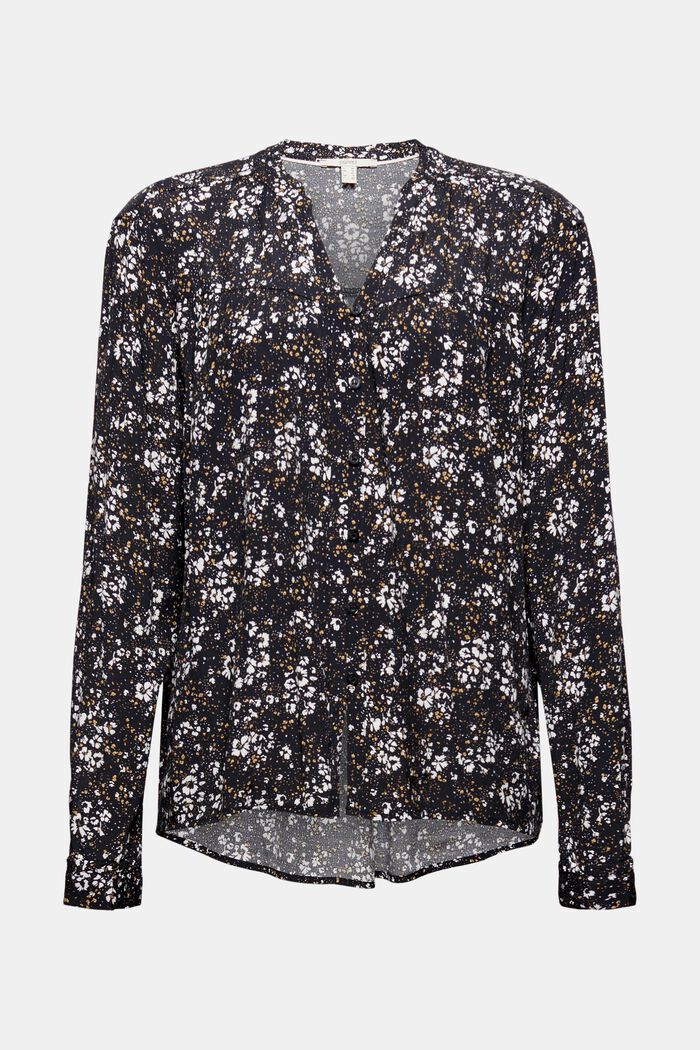 Mille-fleurs blouse with LENZING™ ECOVERO™, BLACK, detail image number 5