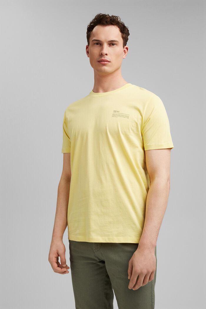 Jersey T-shirt with a print, 100% organic cotton, LIGHT YELLOW, overview