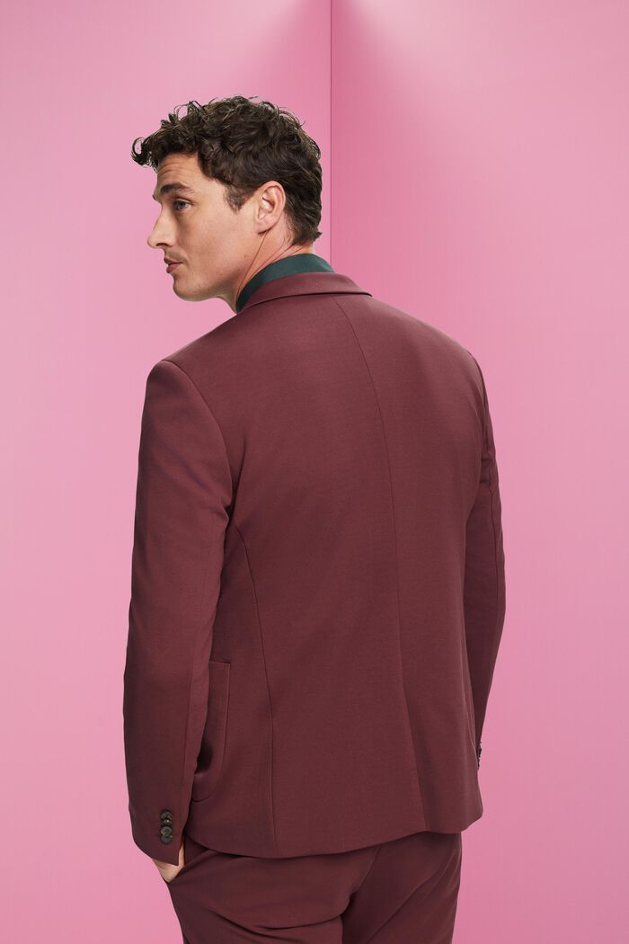 Single-breasted piqué jersey blazer, BORDEAUX RED, detail image number 3