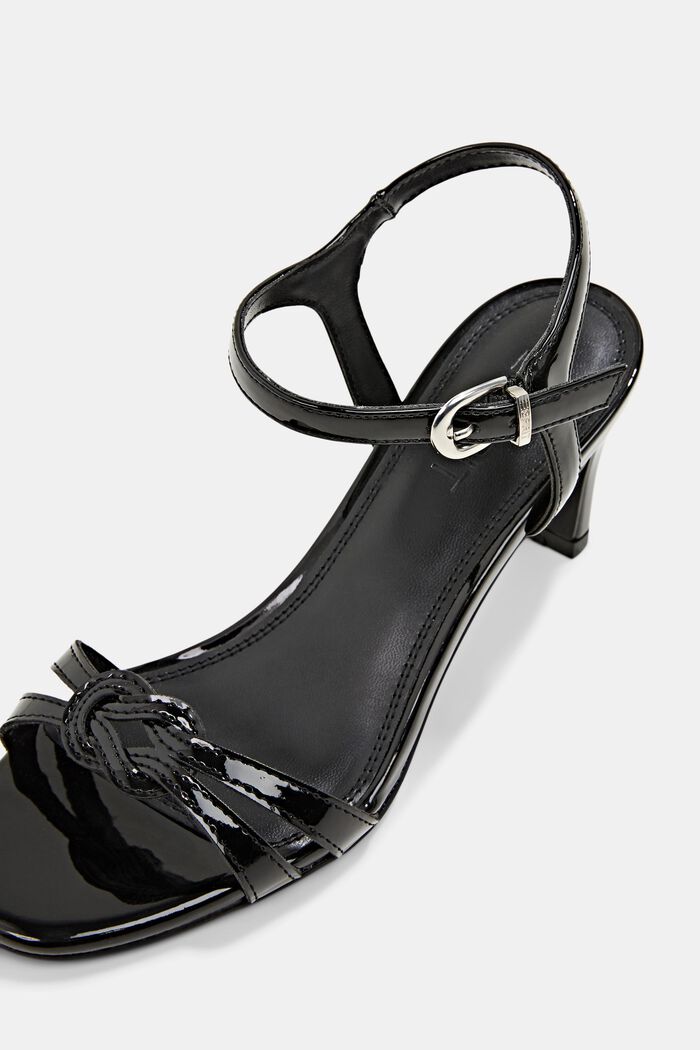 Heeled sandals in imitation patent leather, BLACK, detail image number 4