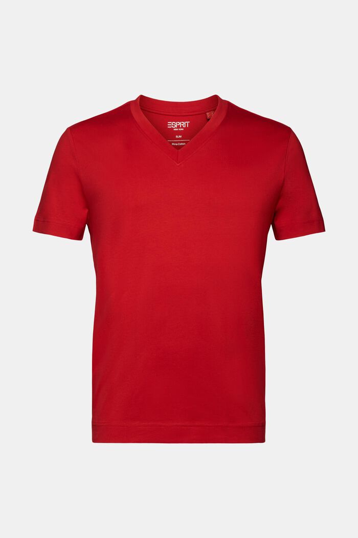 Jersey V-neck t-shirt, 100% cotton, DARK RED, detail image number 6