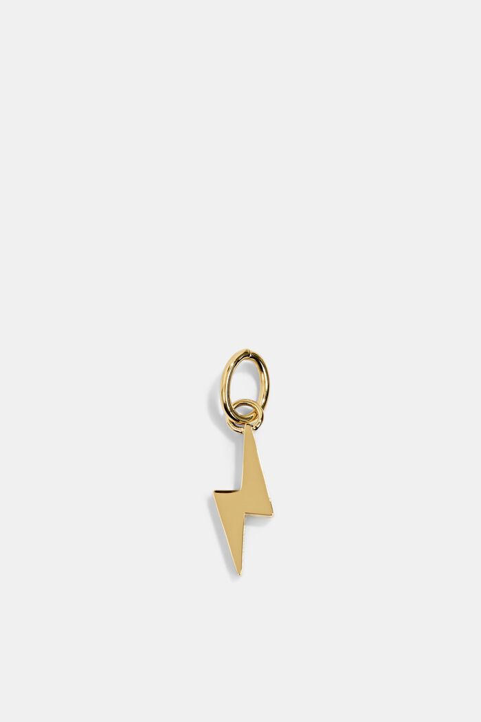 Stainless steel lightening bolt pendant, GOLD, detail image number 0