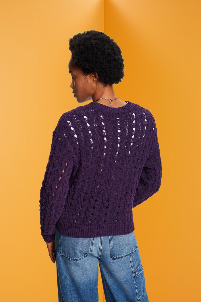 Chunky cable knit jumper, DARK PURPLE, detail image number 3