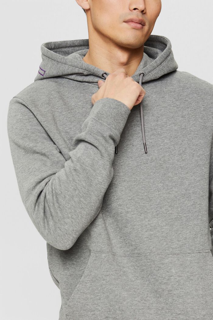 Made of recycled material: sweatshirt hoodie with logo embroidery, MEDIUM GREY, detail image number 2