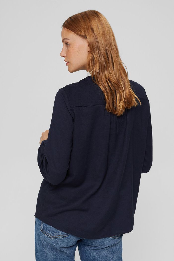 Henley blouse made of 100% cotton, NAVY, detail image number 3