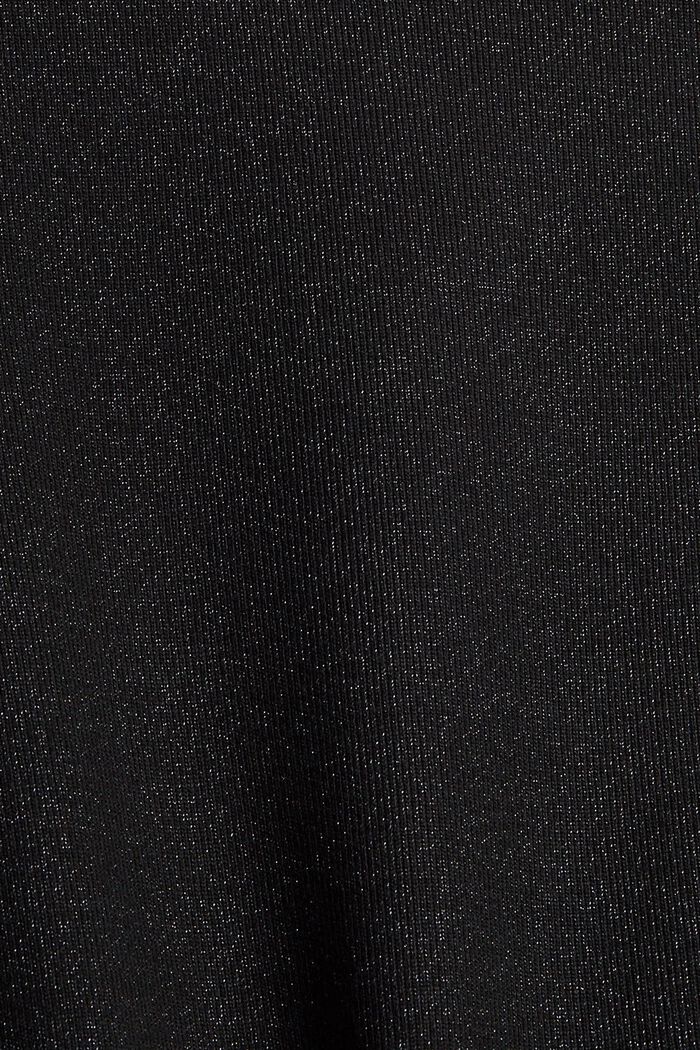 Glittering long sleeve top made of recycled material, BLACK, detail image number 4