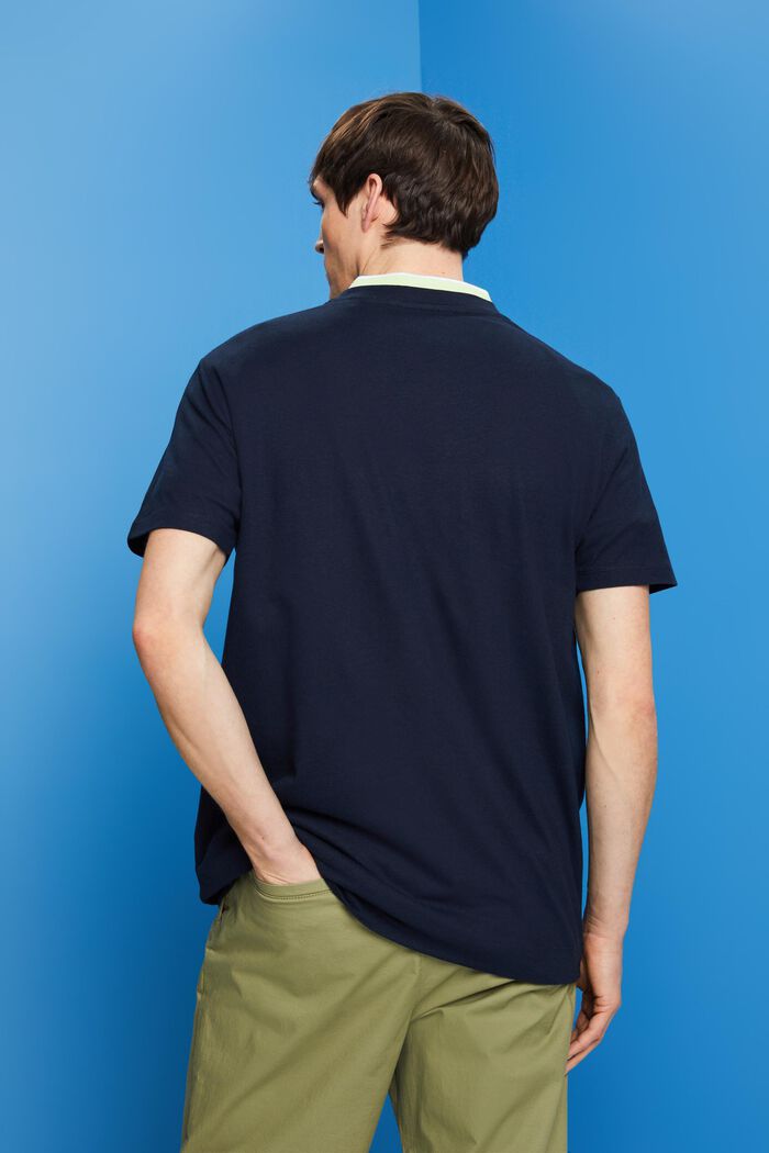 Cotton-linen blended T-shirt, NAVY, detail image number 3