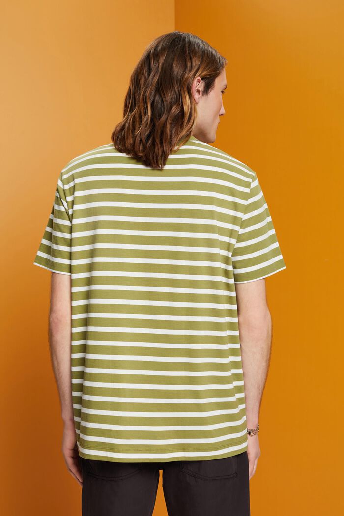 Striped sustainable cotton t-shirt, LEAF GREEN, detail image number 3