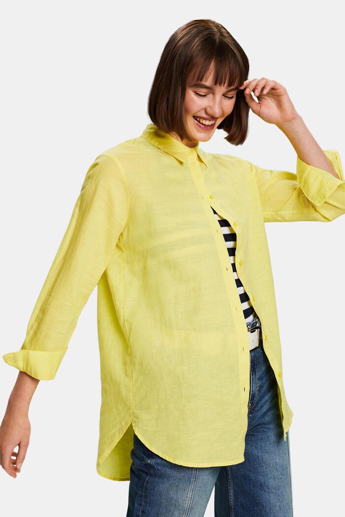 Linen-Cotton Shirt, PASTEL YELLOW, detail image number 4