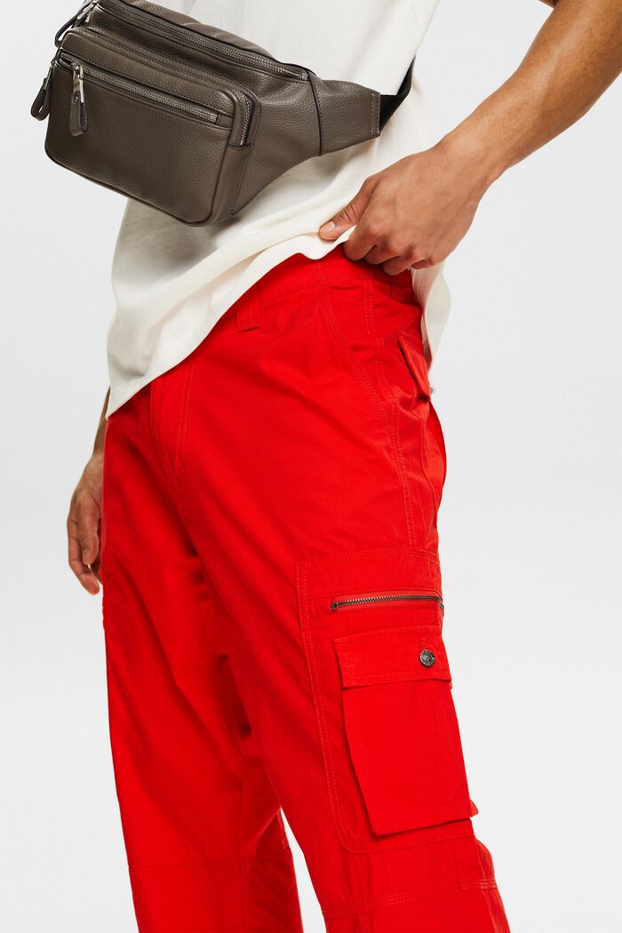 Twill Straight Cargo Pants, RED, detail image number 4