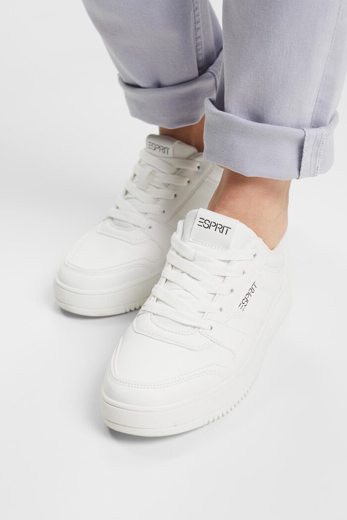 Vegan Leather Sneakers, WHITE, detail image number 1