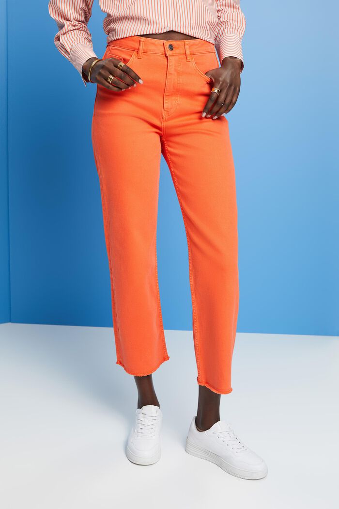 High-rise straight leg trousers, ORANGE RED, detail image number 0