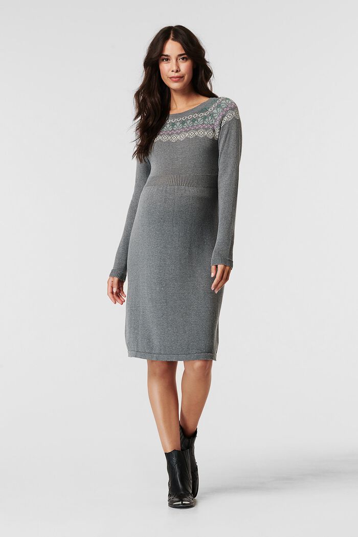 Knitted dress in blended organic cotton, MEDIUM GREY, overview