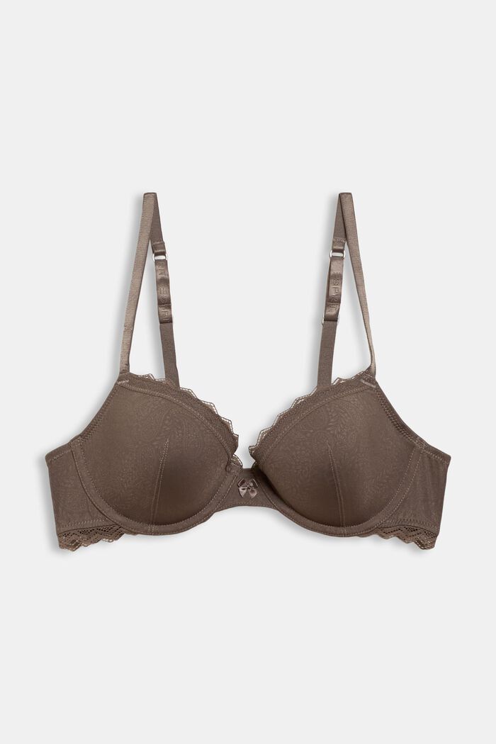 Padded underwire bra with paisley pattern, TAUPE, overview