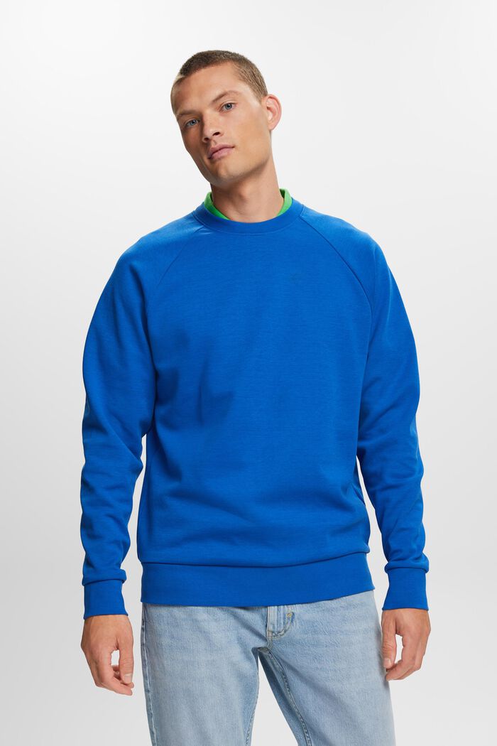 Basic sweatshirt, cotton blend, BRIGHT BLUE, detail image number 0