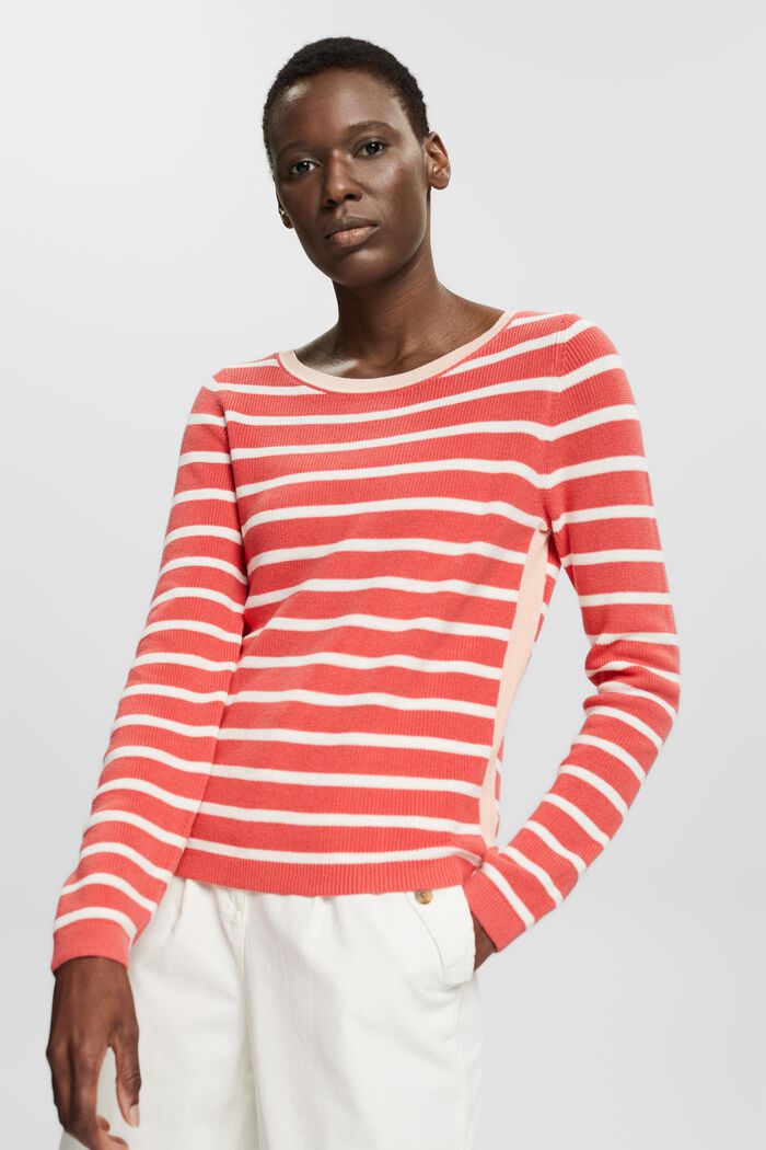Striped jumper with colour accents, CORAL, detail image number 5