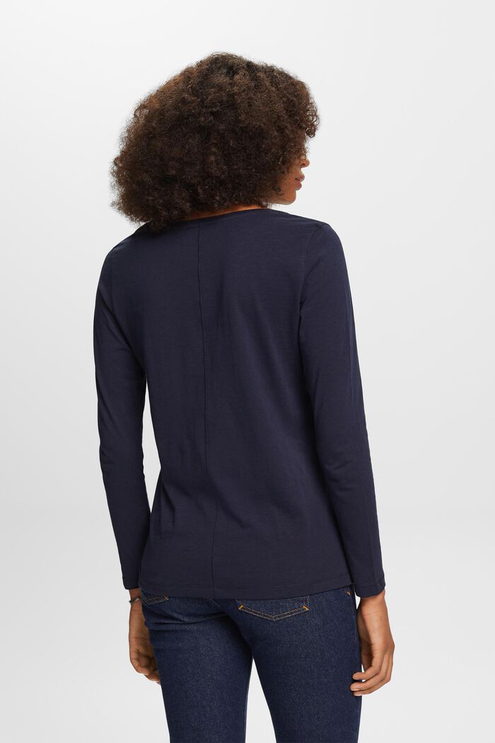 Jersey long sleeve top, 100% cotton, NAVY, detail image number 3