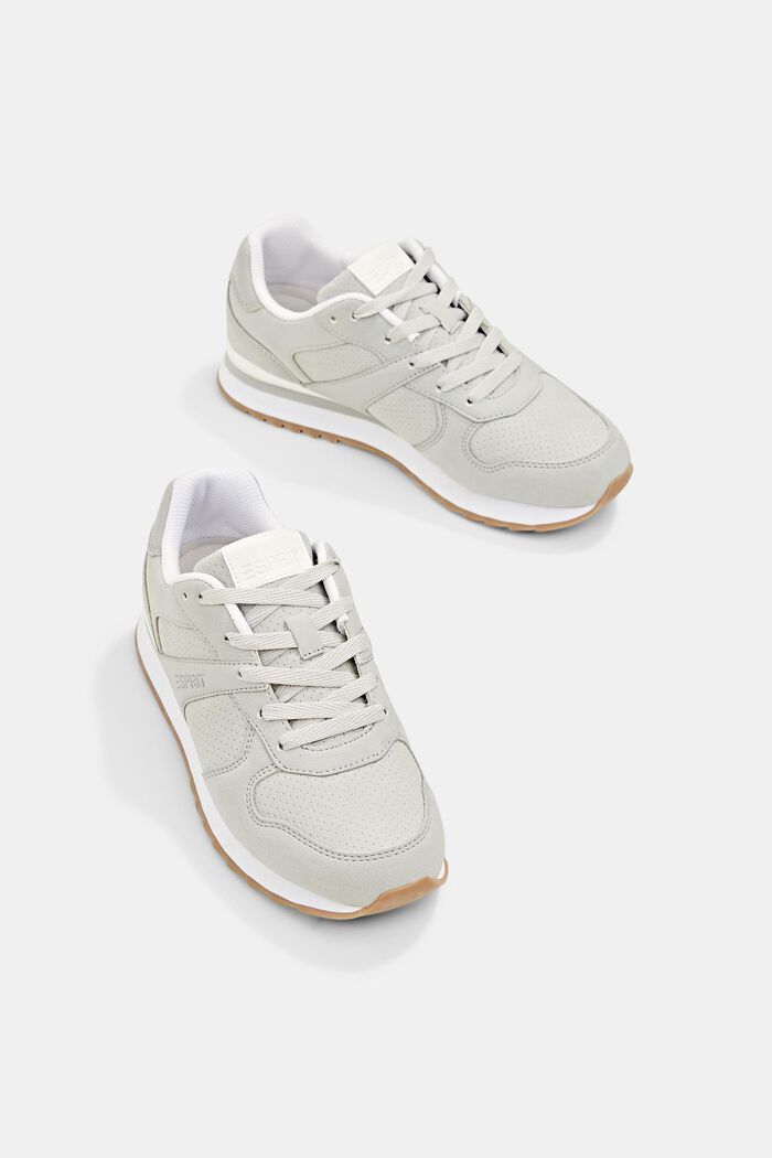 Mixed material trainers in faux leather, LIGHT GREY, detail image number 6