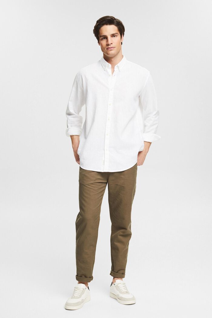 Made of blended linen: melange shirt, WHITE, detail image number 1