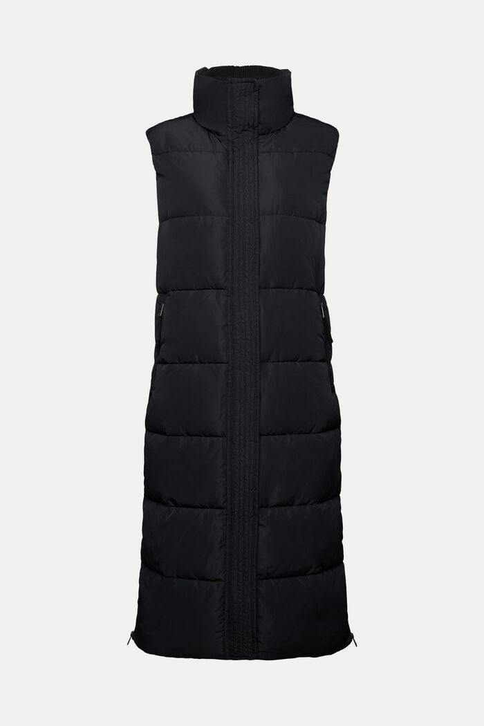 Recycled: longline puffer waistcoat, BLACK, detail image number 7
