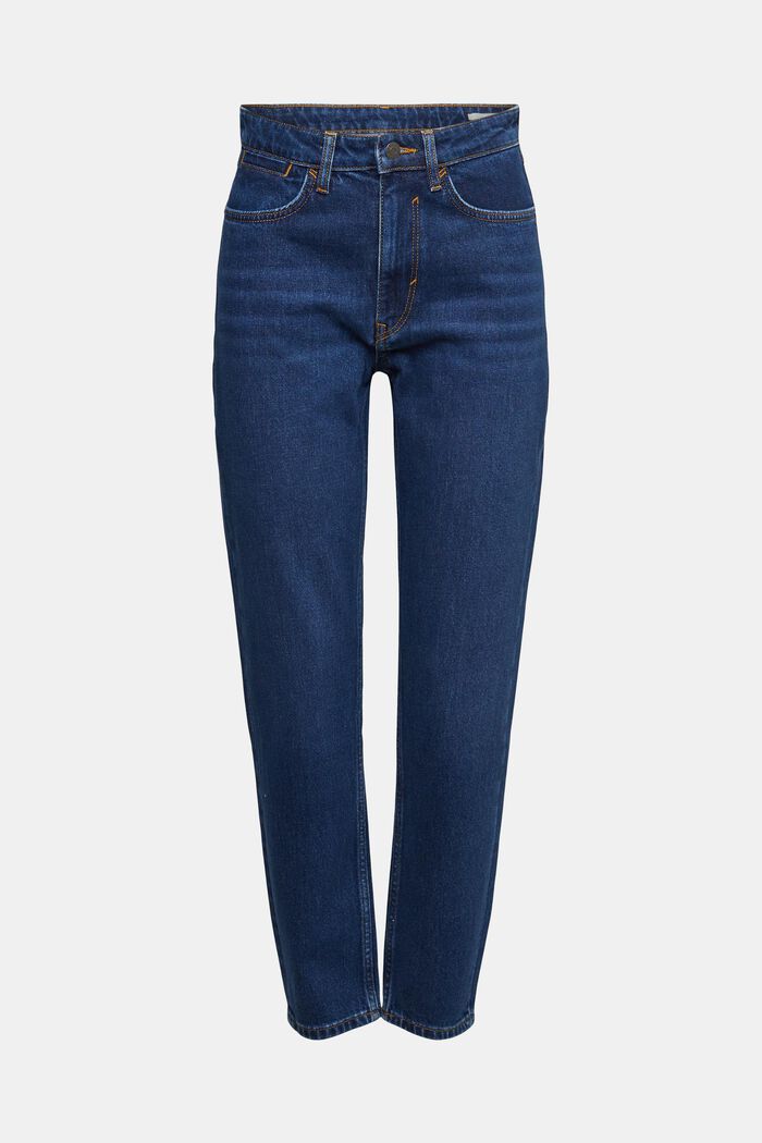 High-waisted mom jeans, BLUE DARK WASHED, overview