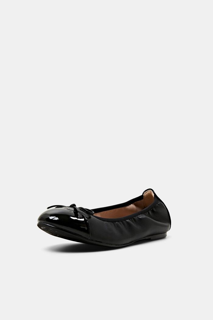 Faux Leather Ballerinas, BLACK, detail image number 2