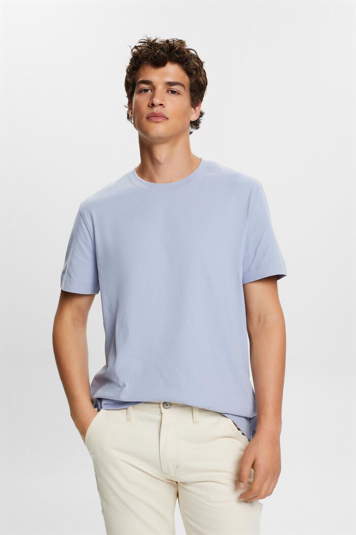 Cotton Jersey Crewneck T-Shirt, LIGHT BLUE LAVENDER, detail image number 2