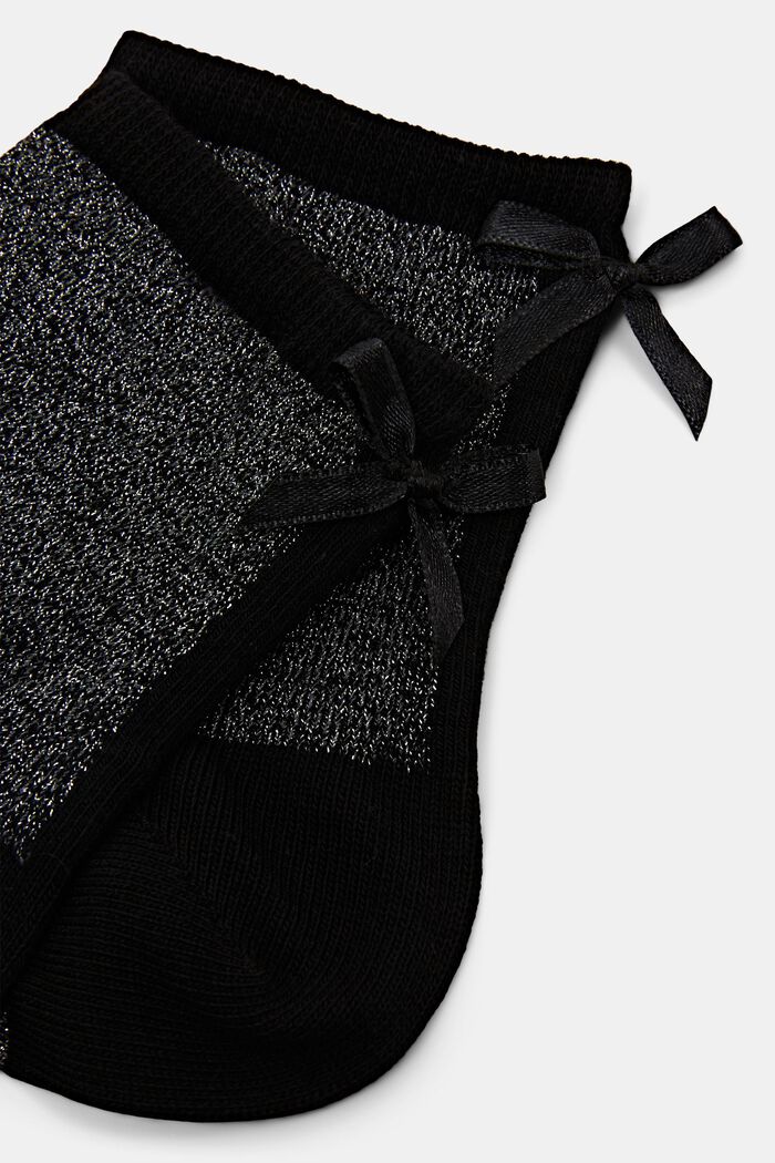 Bow-Tie Glitter Socks, BLACK, detail image number 2