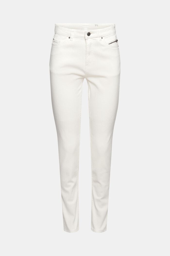 Stretch trousers with zip detail, OFF WHITE, detail image number 6