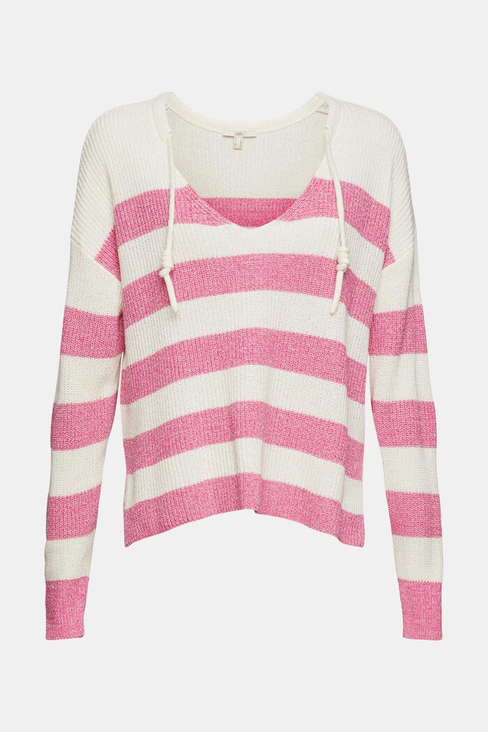 Drawcord jumper made of blended cotton, PINK, overview