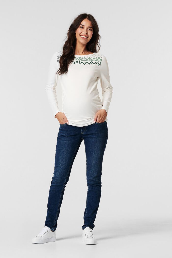 Long sleeve top with a print made of organic cotton, OFF WHITE, detail image number 0