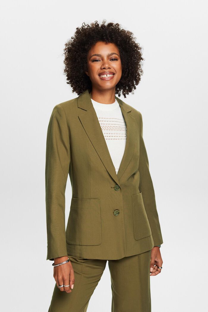 Mix and Match Single-Breasted Blazer, KHAKI GREEN, detail image number 4