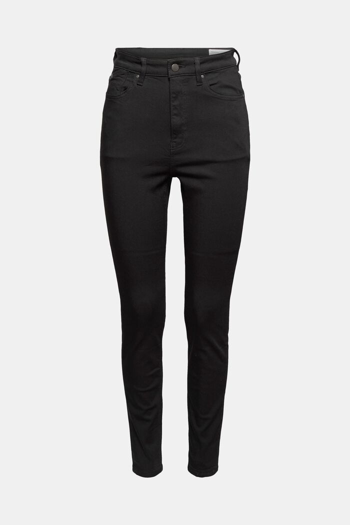 High-rise stretch jeans made of blended modal, BLACK RINSE, overview
