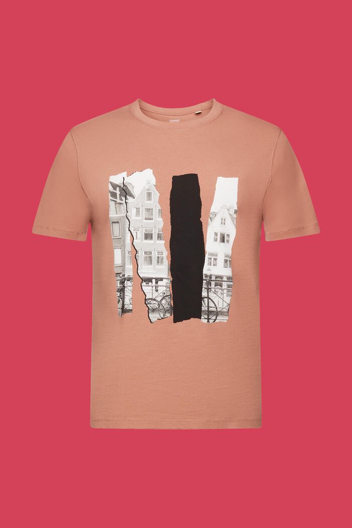 Crewneck t-shirt with print, 100% cotton, DARK OLD PINK, detail image number 6