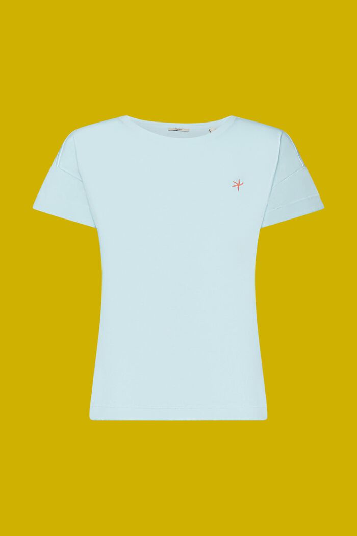 Embroidered T-shirt, 100% cotton, LIGHT TURQUOISE, detail image number 7