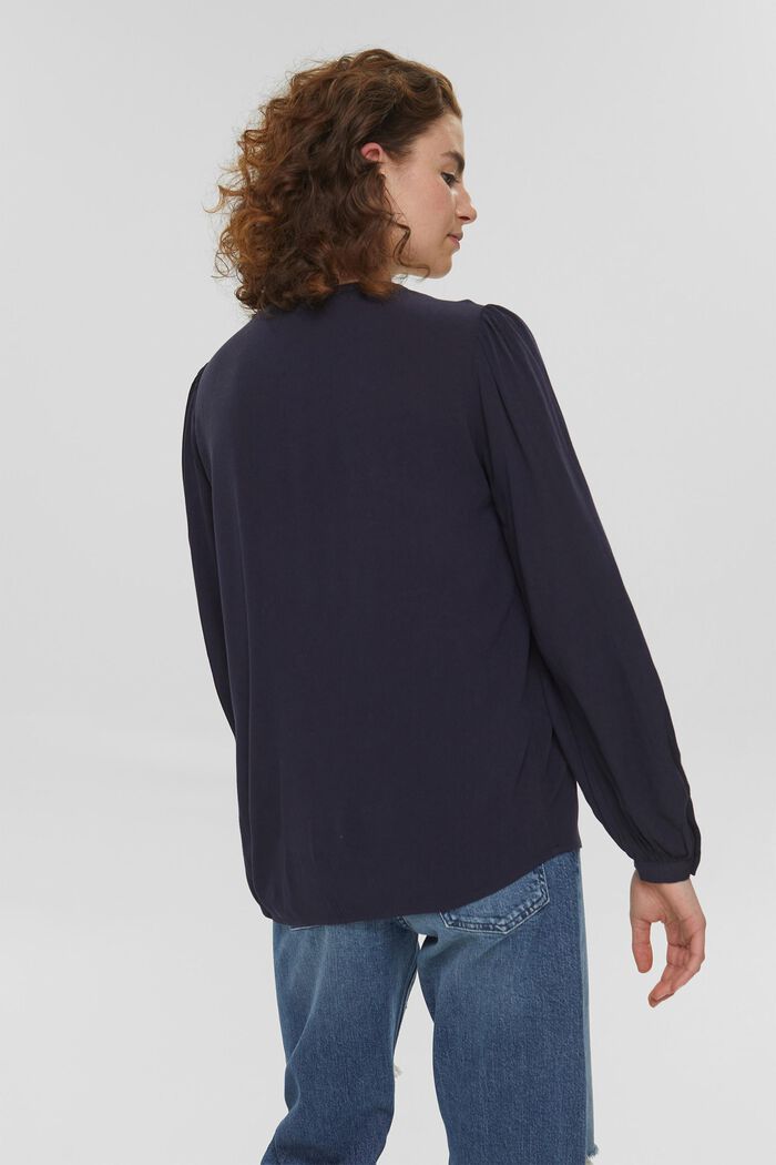 Blouse with a cup-shaped neckline, in LENZING™ ECOVERO™, NAVY, detail image number 3