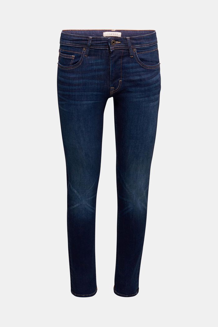 Organic cotton jeans with recycled material, BLUE DARK WASHED, detail image number 0