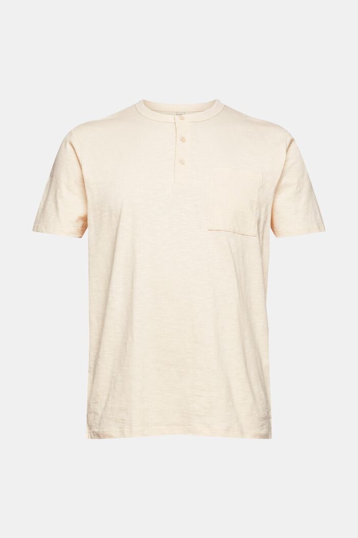 Jersey T-shirt with buttons, CREAM BEIGE, overview