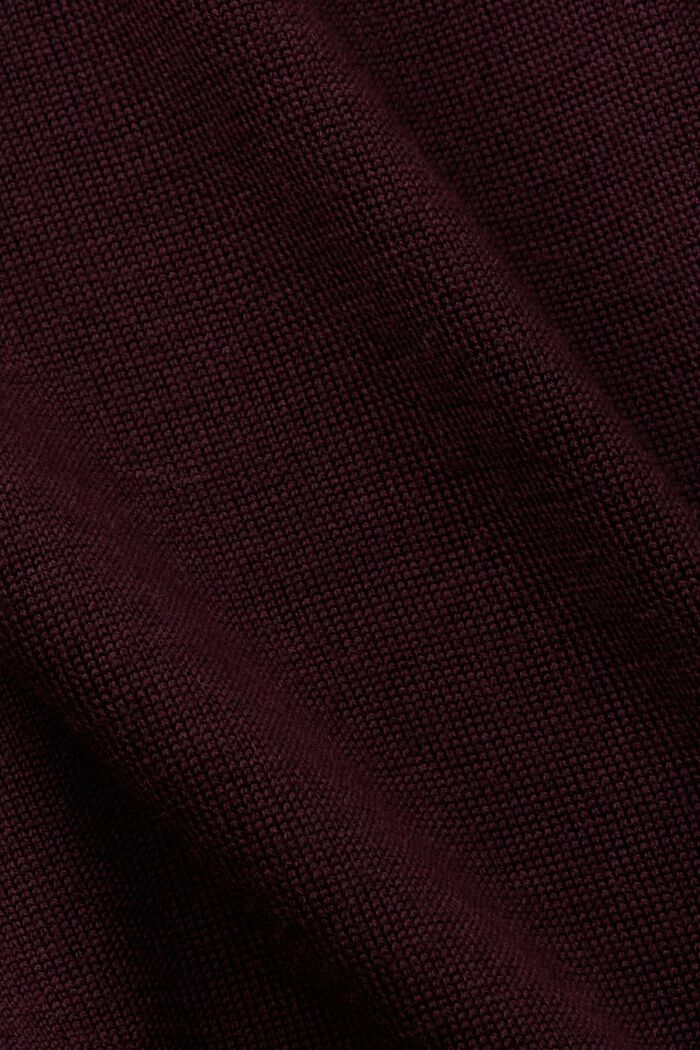 Wool Polo Sweater, AUBERGINE, detail image number 4