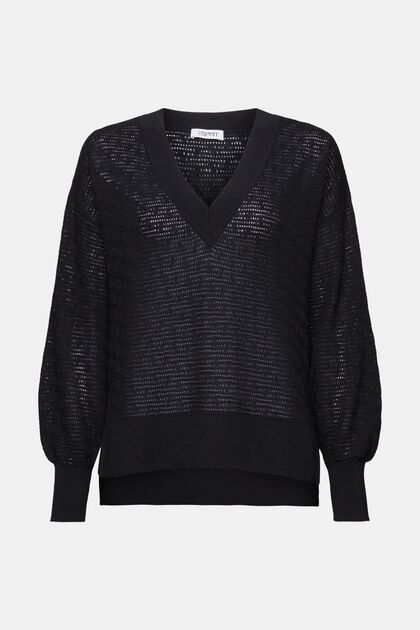 Pointelle V-Neck Sweater